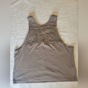 We The Free Taupe Lace Tank Top